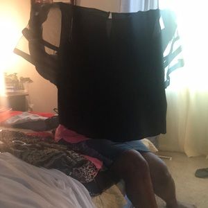 Black shirt with chiffon and black black paneling